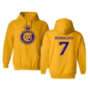 Al Nassr Soccer #7 Ronaldo Jersey Style Unisex Hooded Sweatshirt (Gold, Small)