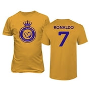 Al Nassr Soccer #7 Ronaldo Jersey Style Unisex T-Shirt (Gold, Small)
