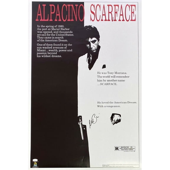 Al Pacino Tony Montana Signed Autographed Scarface Movie Poster 24x36 JSA V