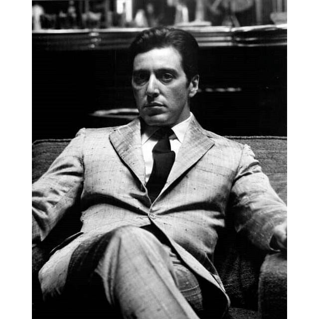 Al Pacino in silk suit in chair iconic pose The Godfather Part II 24x36