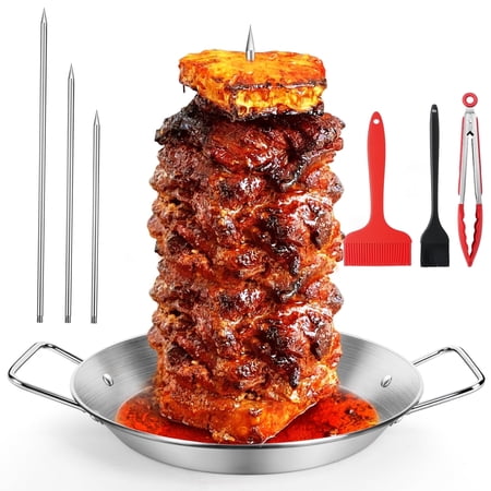 Al Pastor Skewer for Grill, Upgraded Stainless Steel Vertical Skewer for Tacos Al Pastor Shawarma Kebabs Smoker Oven