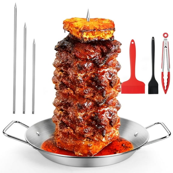 Al Pastor Skewer for Grill, Upgraded Stainless Steel Vertical Skewer for Tacos Al Pastor Shawarma Kebabs Smoker Oven