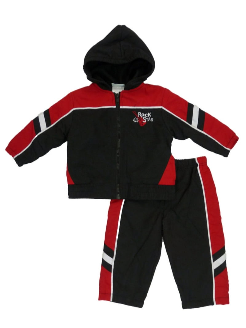 FCRB for Kids BABY SET BLACK ロンパース 黒 赤y Al & Ray Infant Boys Black & Red Rock Star Jacket & Pants Track