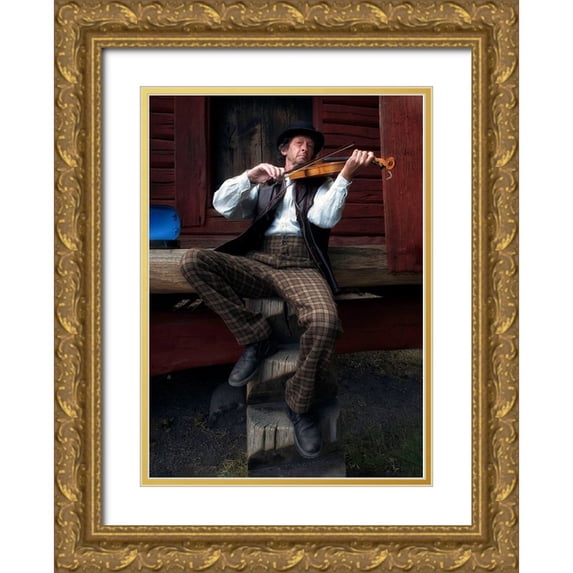 Al Thahaby, Karim 24x32 Gold Ornate Wood Framed with Double Matting Museum Art Print Titled - The Musician