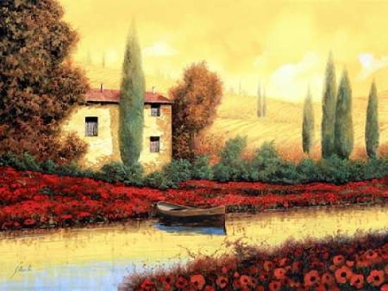 Al tramonto sul fiume Canvas Art - Guido Borelli (22 x 28)