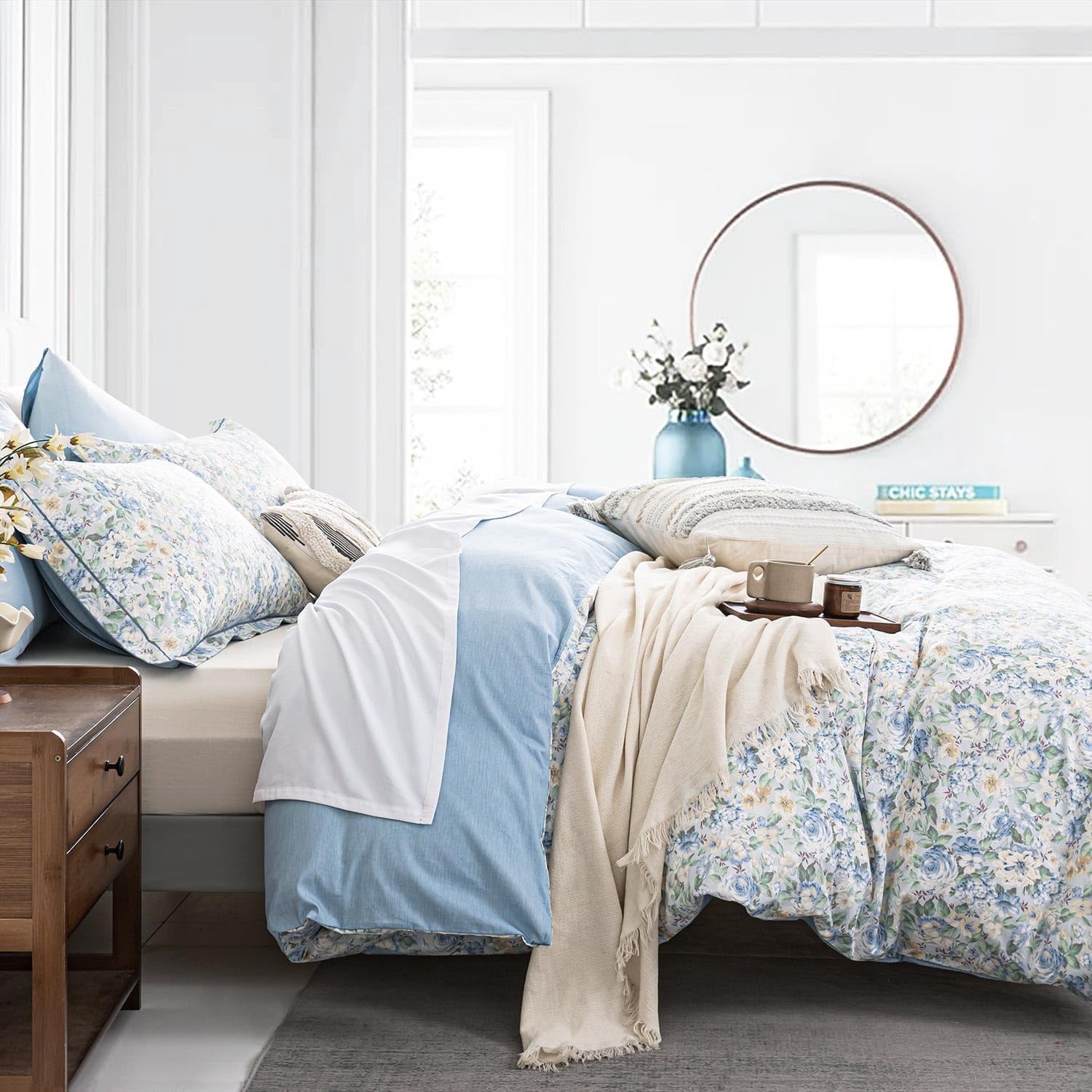 AlLEISSEL 100% Cotton Duvet Cover King Size 3PC - Hand-Painted Style ...