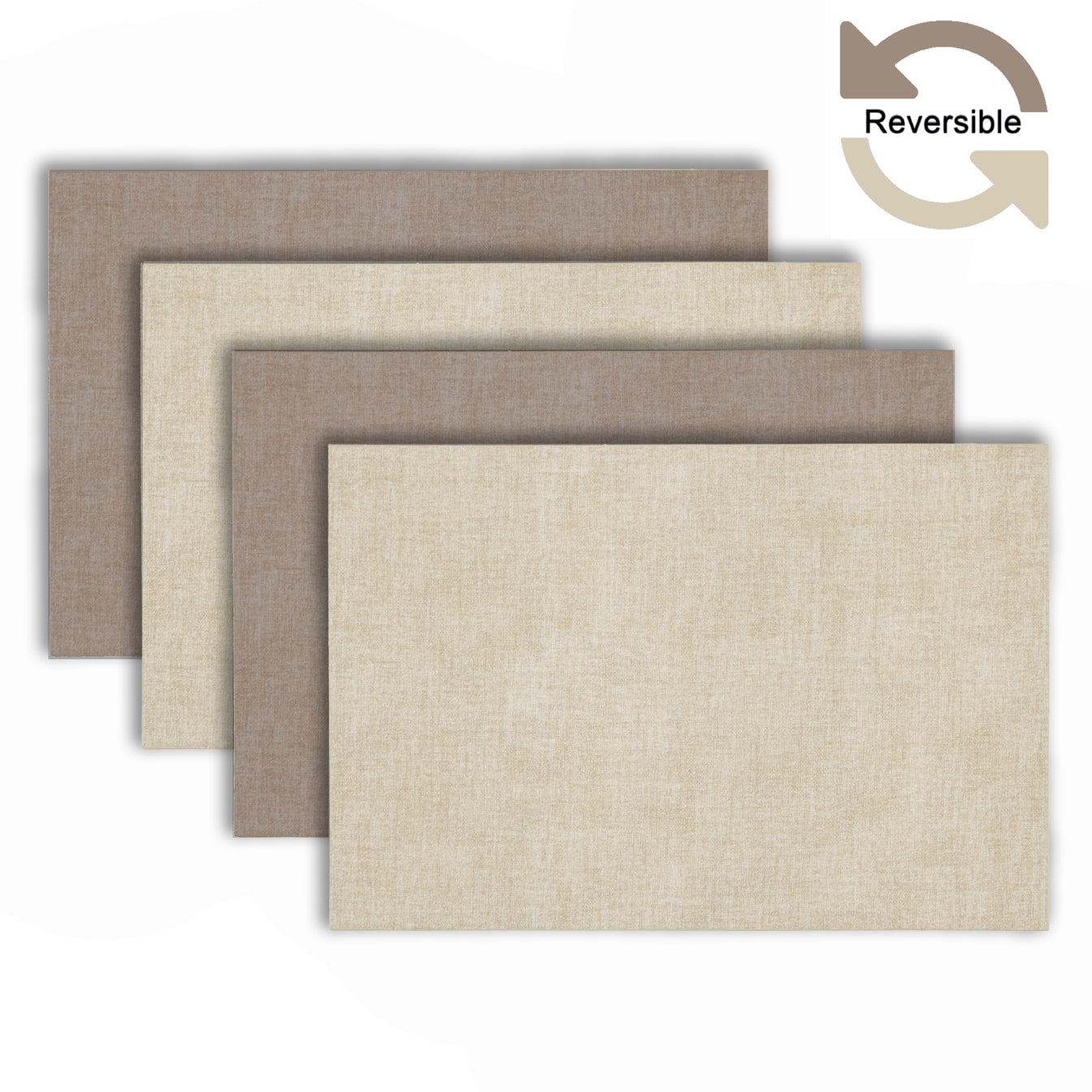 Ala Carte by Dainty Home Amalfi Linen Textured Faux Leather Placemats – Set of 4, Reversible, Non-Slip, Washable, Heat & Tear Resistant – 12x18 in Dining Table Mats