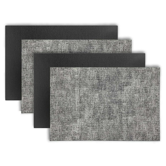 Ala Carte by Dainty Home Amalfi Linen Textured Faux Leather Placemats – Set of 4, Reversible, Non-Slip, Washable, Heat & Tear Resistant – 12x18 in Dining Table Mats