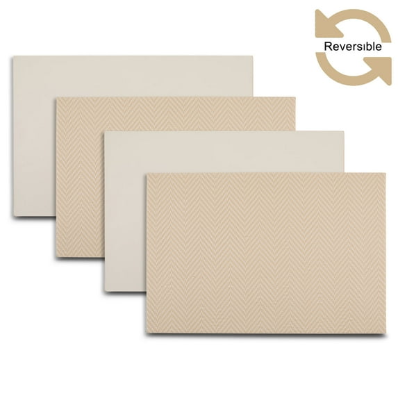 Ala Carte by Dainty Home Chevron Textured Faux Leather Placemats – Set of 4, Reversible, Non-Slip, Washable, Heat & Tear Resistant – 12x18 in Dining Table Mats