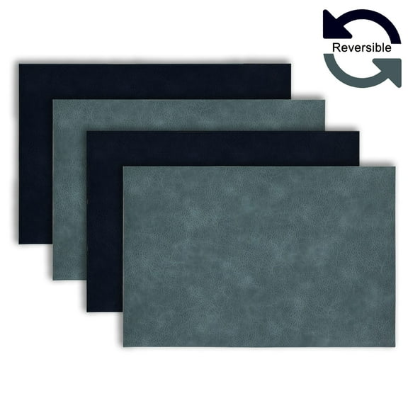 Ala Carte by Dainty Home Florence Solid Textured Faux Leather Placemats – Set of 4, Reversible, Non-Slip, Washable, Heat & Tear Resistant – 12x18 in Dining Table Mats