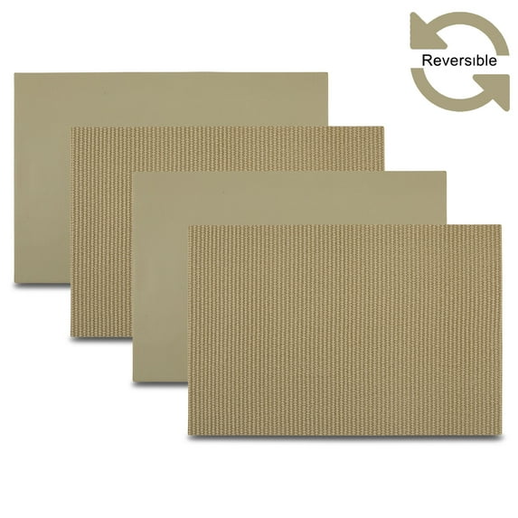 Ala Carte by Dainty Home Hemp Textured Faux Leather Placemats – Set of 4, Reversible, Non-Slip, Washable, Heat & Tear Resistant – 12x18 in Dining Table Mats