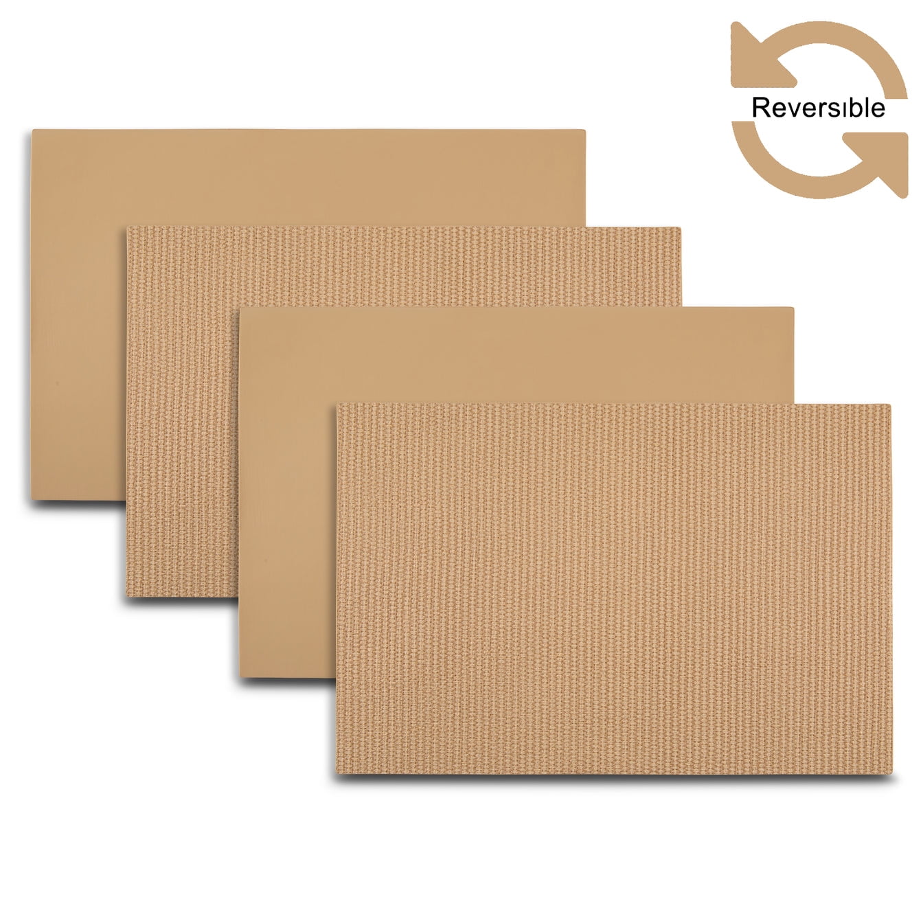 Ala Carte by Dainty Home Hemp Textured Faux Leather Placemats – Set of 4, Reversible, Non-Slip, Washable, Heat & Tear Resistant – 12x18 in Dining Table Mats