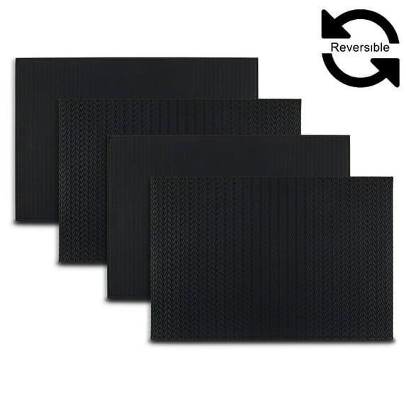 Ala Carte by Dainty Home Hudson Fishtail Textured Faux Leather Placemats – Set of 4, Reversible, Non-Slip, Washable, Heat & Tear Resistant – 12x18 in Dining Table Mats