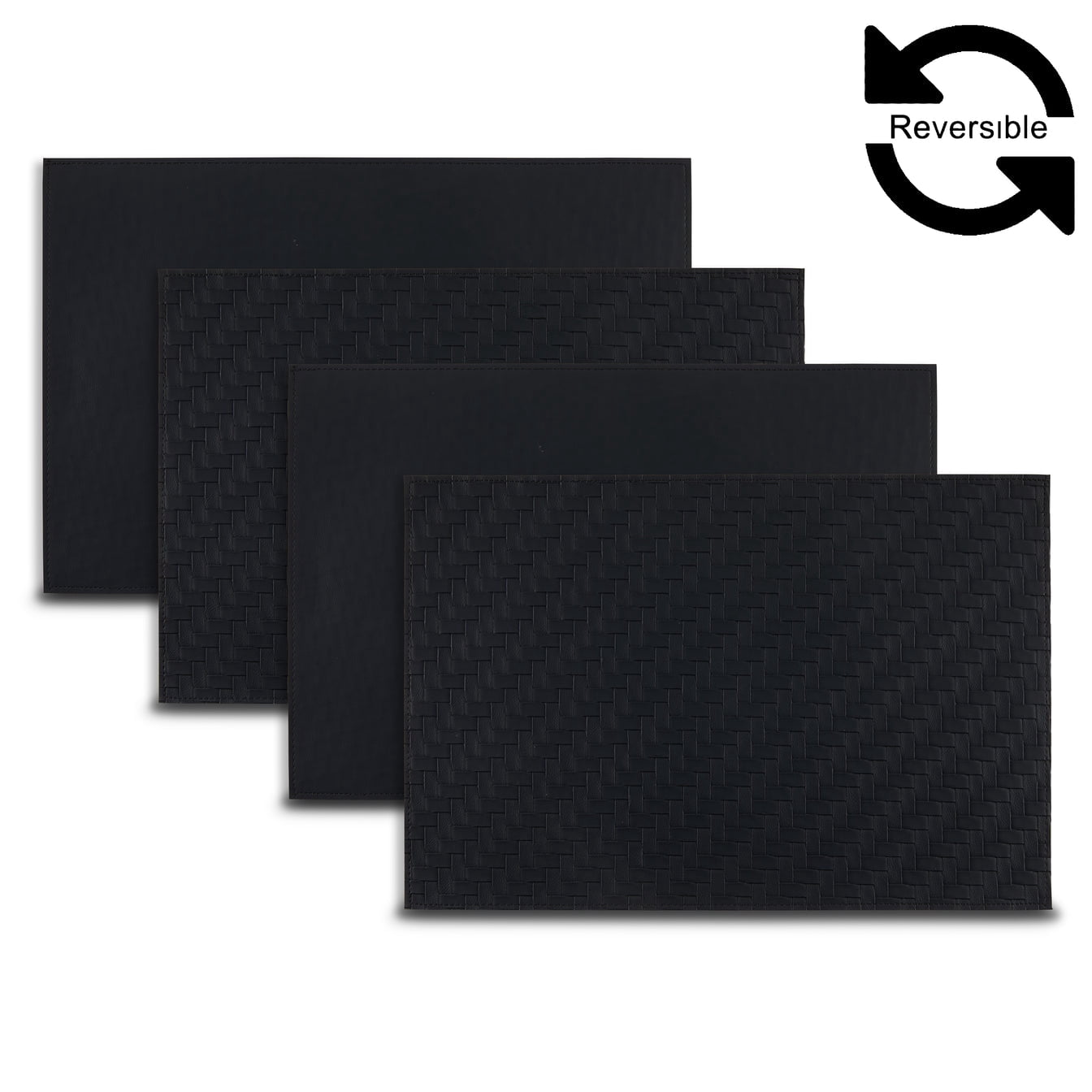 Ala Carte by Dainty Home Lausanne Braided Textured Faux Leather Placemats – Set of 4, Reversible, Non-Slip, Washable, Heat & Tear Resistant – 12x18 in Dining Table Mats