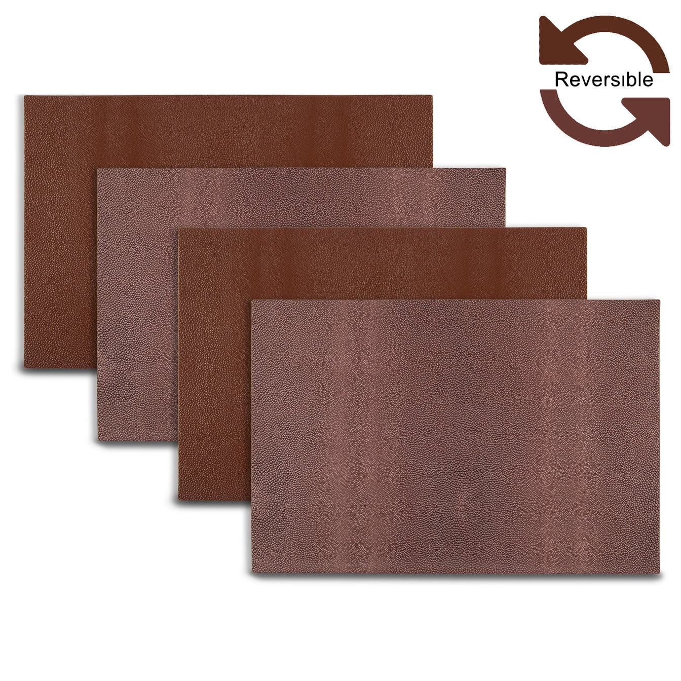 Ala Carte by Dainty Home Lucerne Patent Pebbled Textured Faux Leather Placemats – Set of 4, Reversible, Non-Slip, Washable, Heat & Tear Resistant – 12x18 in Dining Table Mats