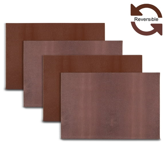 Ala Carte by Dainty Home Lucerne Patent Pebbled Textured Faux Leather Placemats – Set of 4, Reversible, Non-Slip, Washable, Heat & Tear Resistant – 12x18 in Dining Table Mats