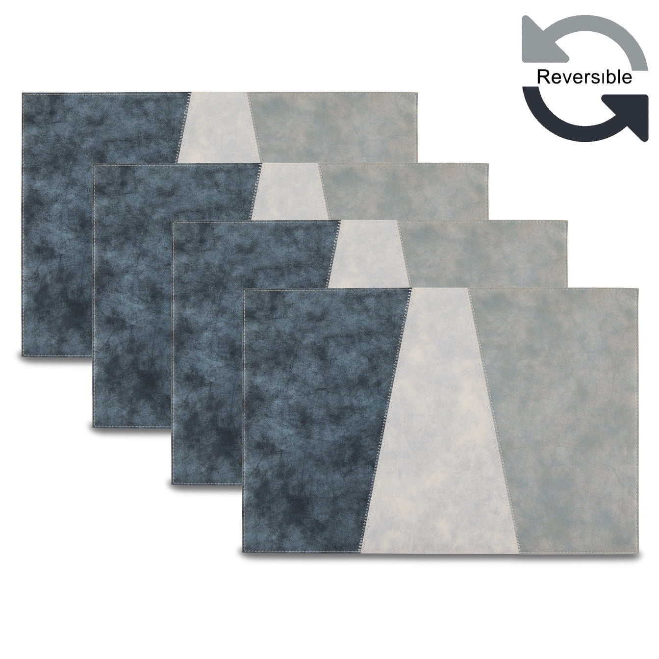 Ala Carte by Dainty Home Milano Patchwork Textured Faux Leather Placemats – Set of 4, Reversible, Non-Slip, Washable, Heat & Tear Resistant – 12x18 in Dining Table Mats