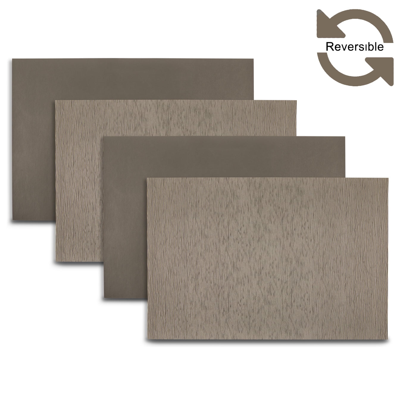 Ala Carte by Dainty Home Ridges Textured Faux Leather Placemats – Set of 4, Reversible, Non-Slip, Washable, Heat & Tear Resistant – 12x18 in Dining Table Mats