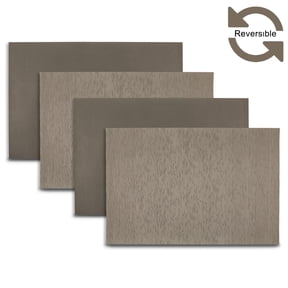 Ala Carte by Dainty Home Ridges Textured Faux Leather Placemats – Set of 4, Reversible, Non-Slip, Washable, Heat & Tear Resistant – 12x18 in Dining Table Mats