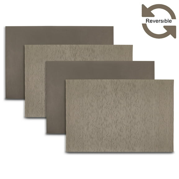 Ala Carte by Dainty Home Ridges Textured Faux Leather Placemats – Set of 4, Reversible, Non-Slip, Washable, Heat & Tear Resistant – 12x18 in Dining Table Mats