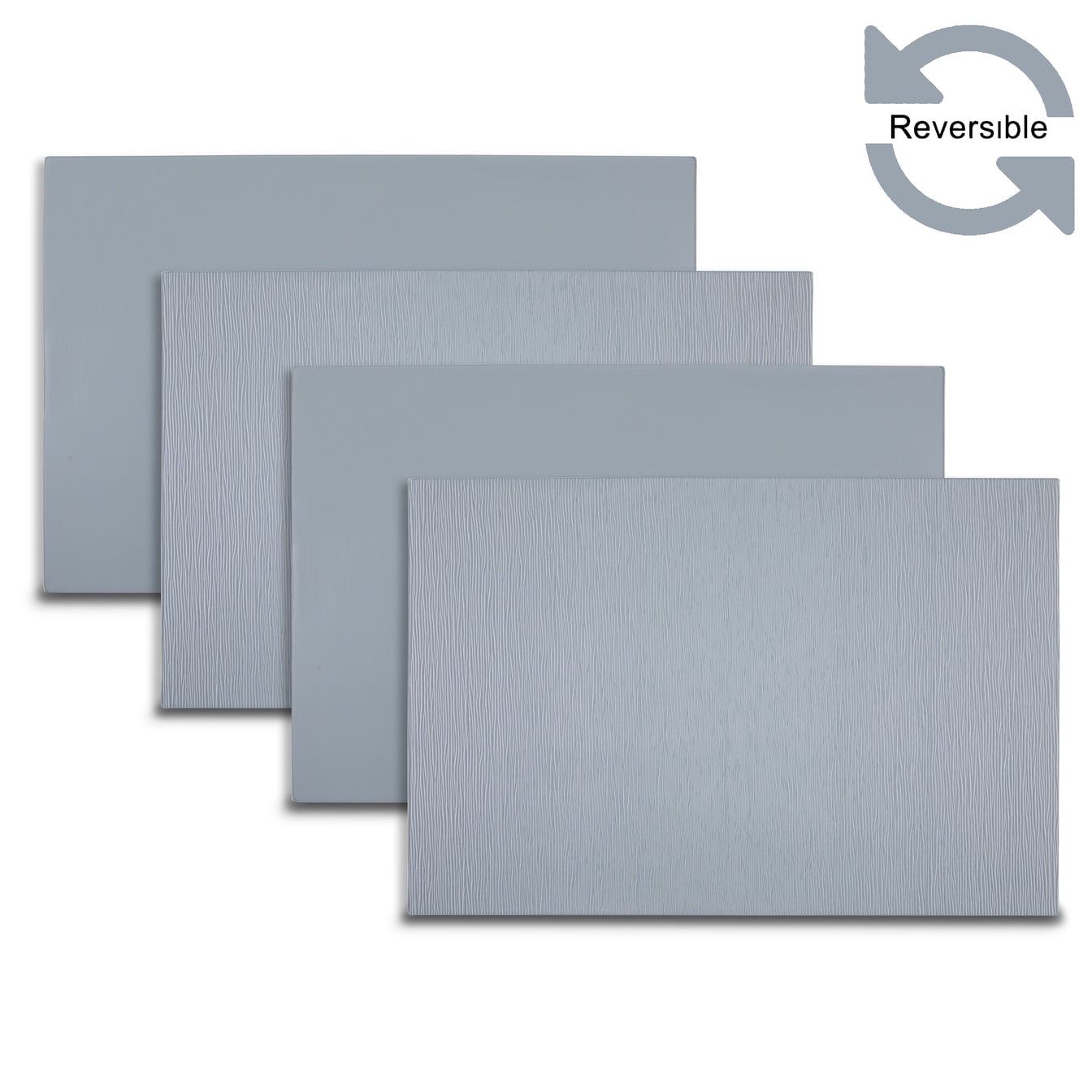 Ala Carte by Dainty Home Ridges Textured Faux Leather Placemats – Set of 4, Reversible, Non-Slip, Washable, Heat & Tear Resistant – 12x18 in Dining Table Mats
