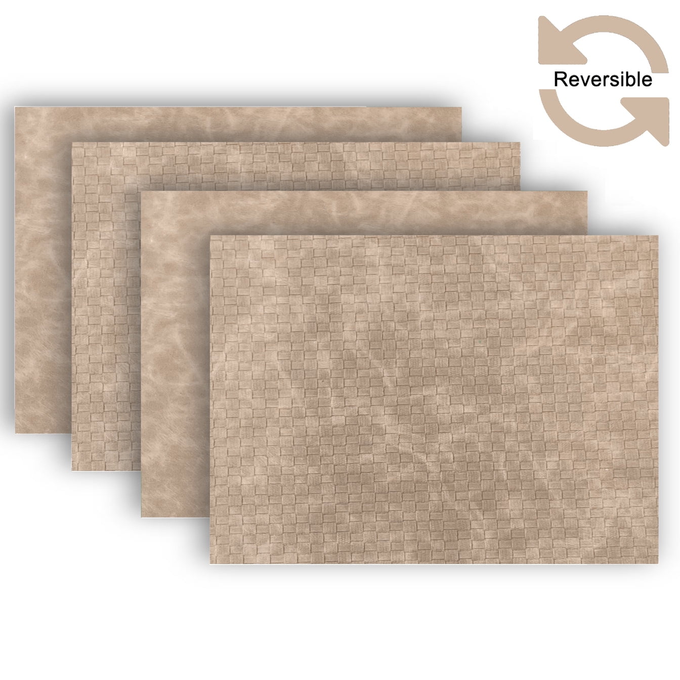 Ala Carte by Dainty Home Sorrento Basketweave Textured Faux Leather Placemats – Set of 4, Reversible, Non-Slip, Washable, Heat & Tear Resistant – 12x18 in Dining Table Mats