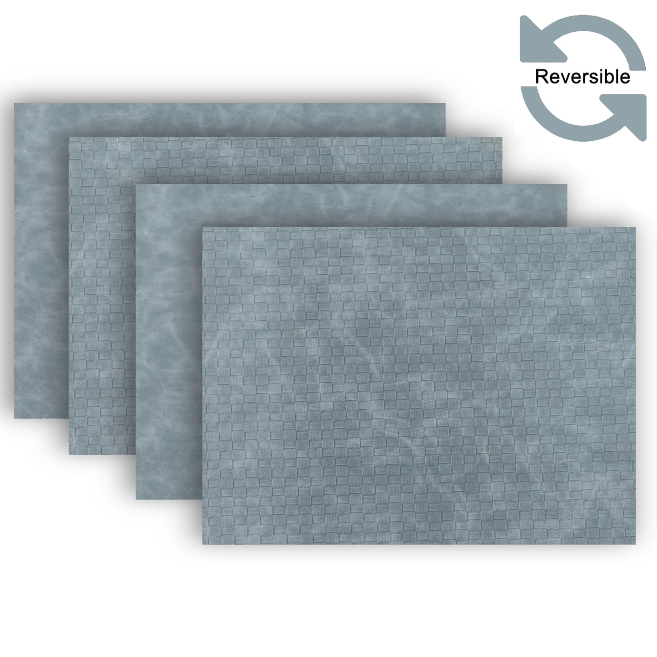 Ala Carte by Dainty Home Sorrento Basketweave Textured Faux Leather Placemats – Set of 4, Reversible, Non-Slip, Washable, Heat & Tear Resistant – 12x18 in Dining Table Mats