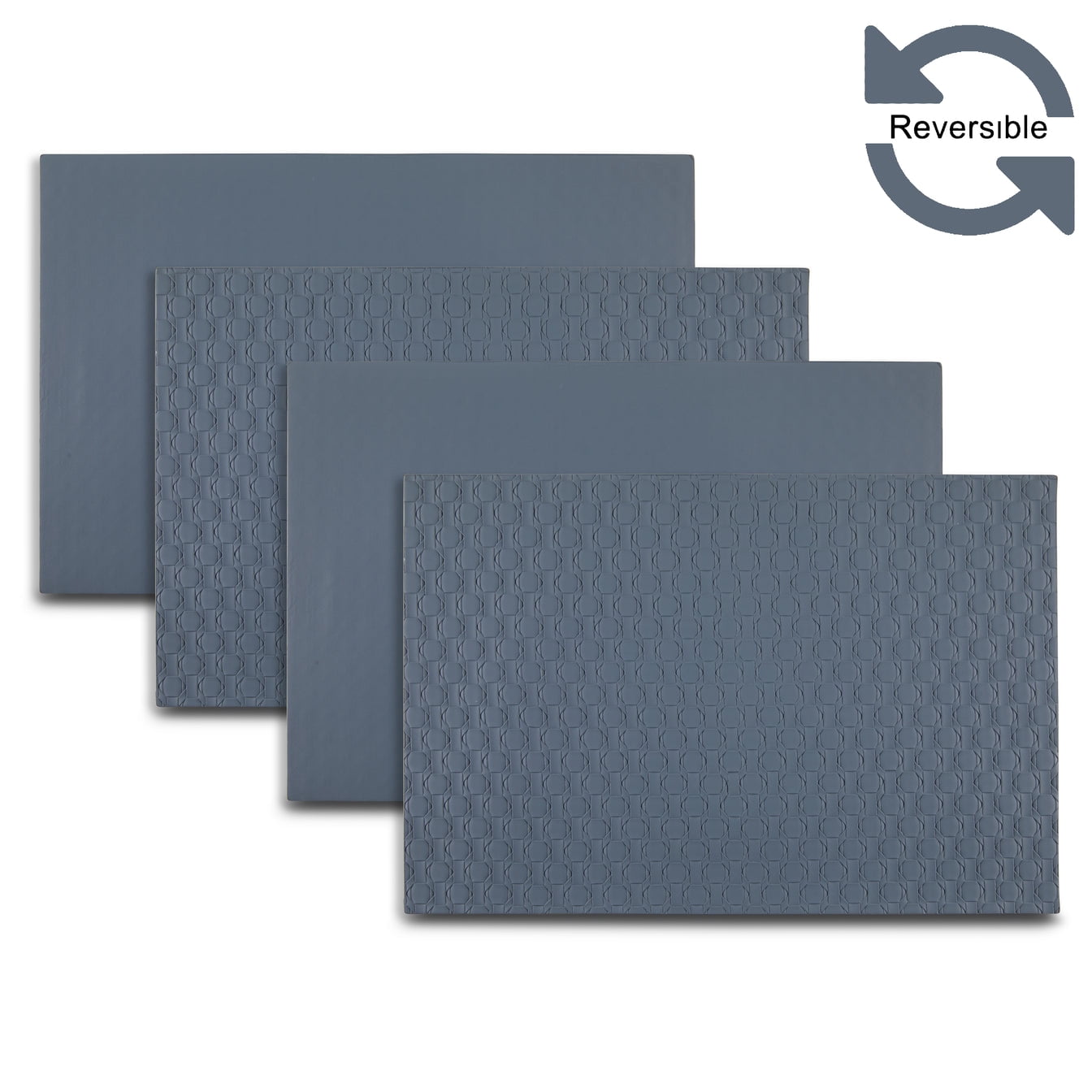 Ala Carte by Dainty Home Stratham Geometric Textured Faux Leather Placemats – Set of 4, Reversible, Non-Slip, Washable, Heat & Tear Resistant – 12x18 in Dining Table Mats