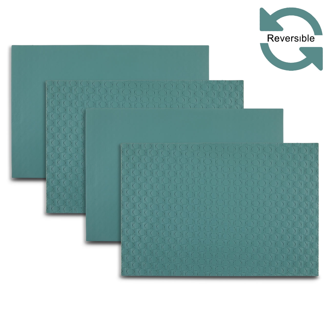 Ala Carte by Dainty Home Stratham Geometric Textured Faux Leather Placemats – Set of 4, Reversible, Non-Slip, Washable, Heat & Tear Resistant – 12x18 in Dining Table Mats