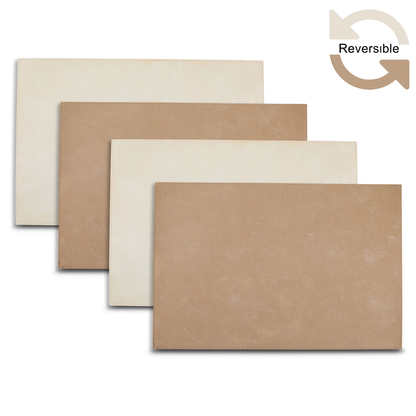 Ala Carte by Dainty Home Velvet Textured Faux Leather Placemats – Set of 4, Reversible, Non-Slip, Washable, Heat & Tear Resistant – 12x18 in Dining Table Mats