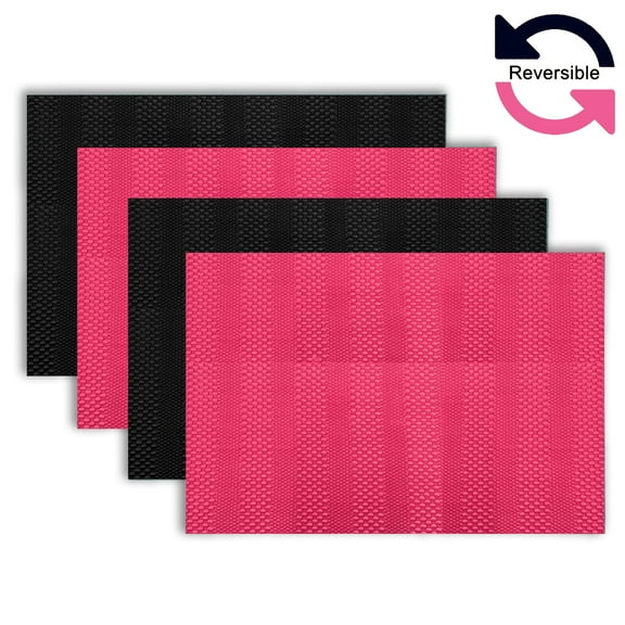 Ala Carte by Dainty Home Venice Pebbled Textured Faux Leather Placemats – Set of 4, Reversible, Non-Slip, Washable, Heat & Tear Resistant – 12x18 in Dining Table Mats