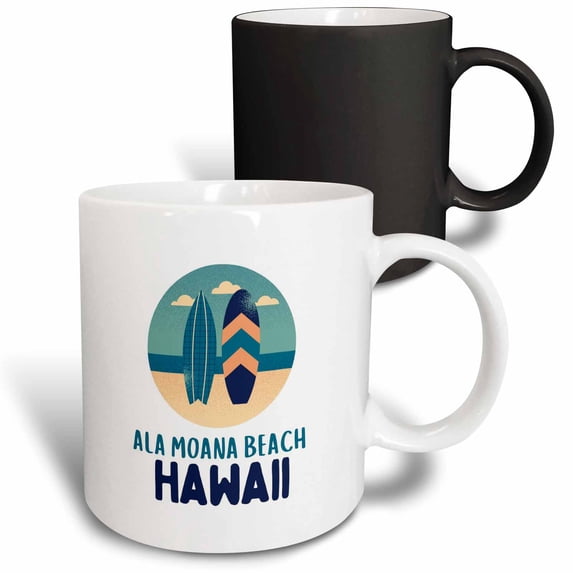 3drose, Ala Moana Beach Hawaii Travel Prints Remembrance Gift, 11oz Magic Transforming Mug