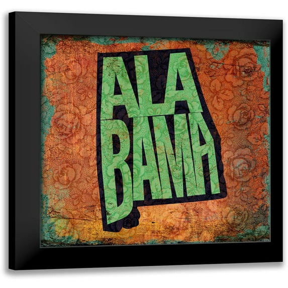 Alabama 20x20 Black Modern Framed Museum Art Print Titled - Art Licensing Studio