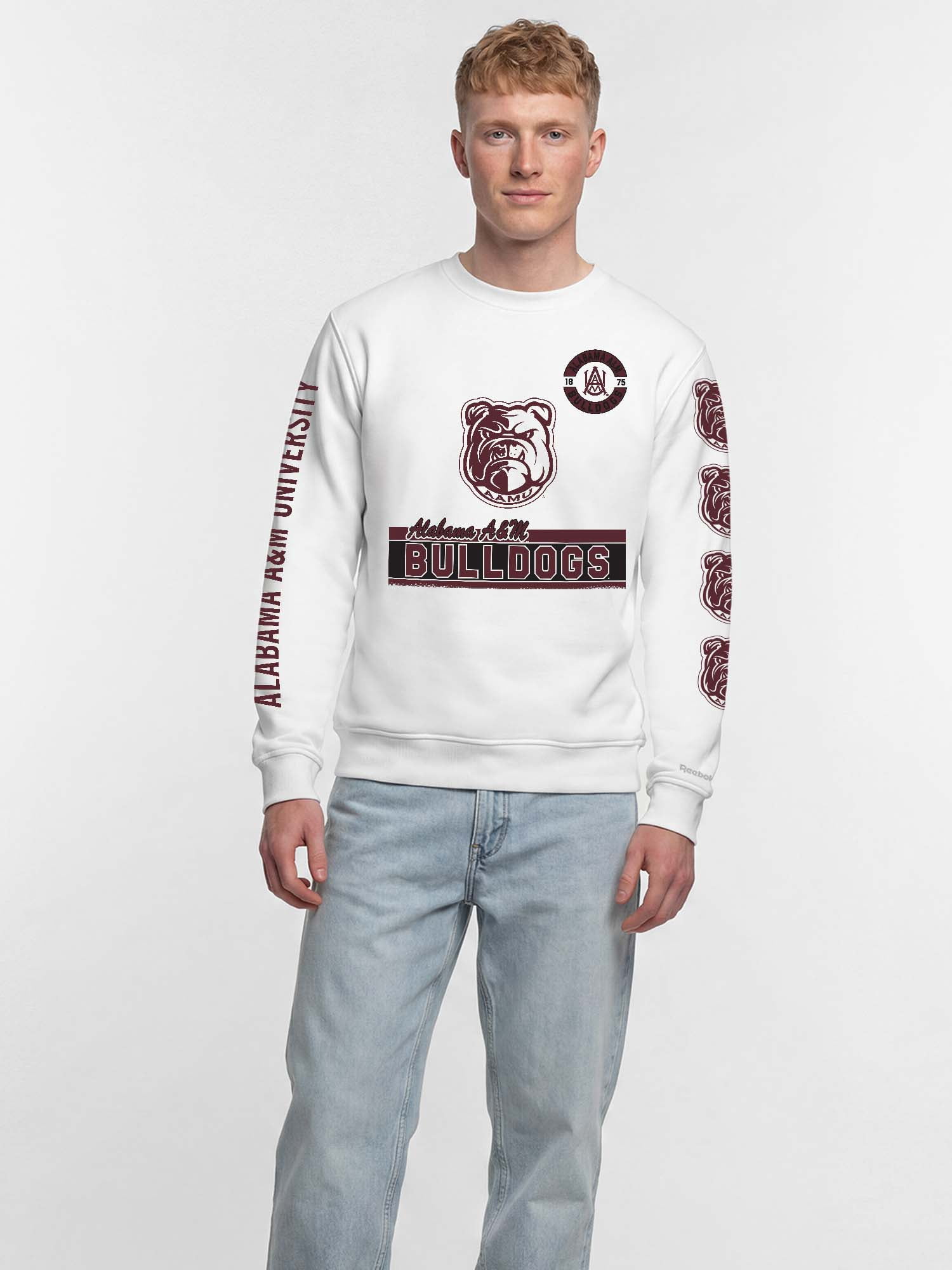 Alabama A&M Bulldogs Reebok Mens White Crew Sweatshirt