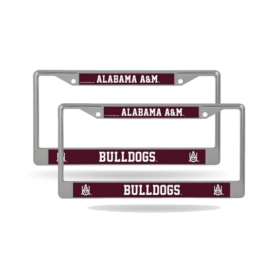 Alabama A&M Bulldogs (Set of 2) Chrome Metal License Plate Frames