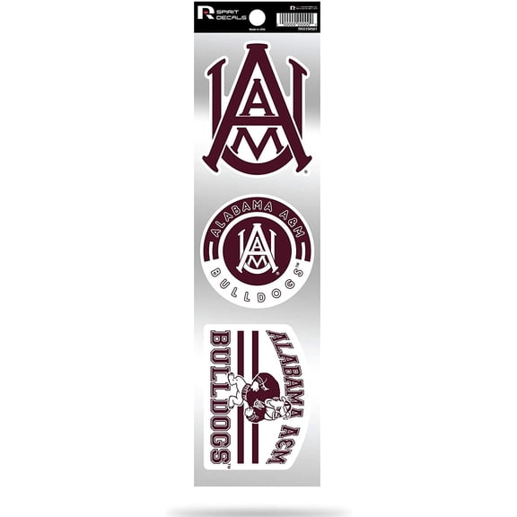 Alabama A&M Bulldogs Triple Retro Throwback Spirit Decals Flat Vinyl Auto Home Sticker Sheet University of