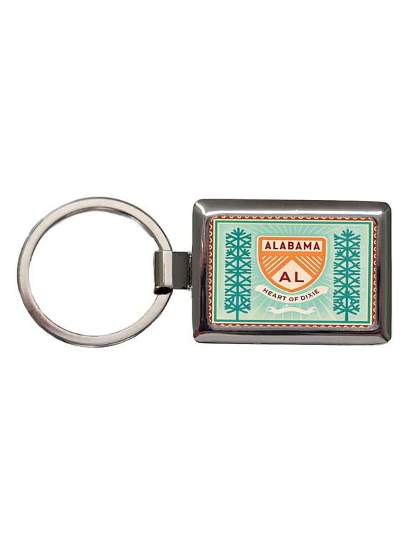 Alabama AL State Heart of Dixie Travel Vacation Stamp Metal Rectangle Keychain
