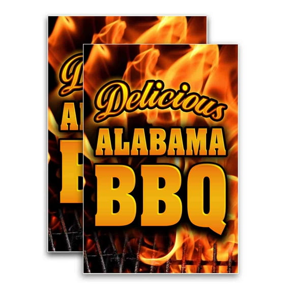 Alabama BBQ (24" X 36") Vinyl Decal Only (Pack of 2) |Sign|Sticker|Poster