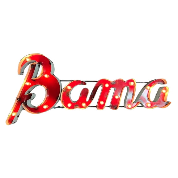 Alabama Bama Lighted Recycled Metal Wall Decor