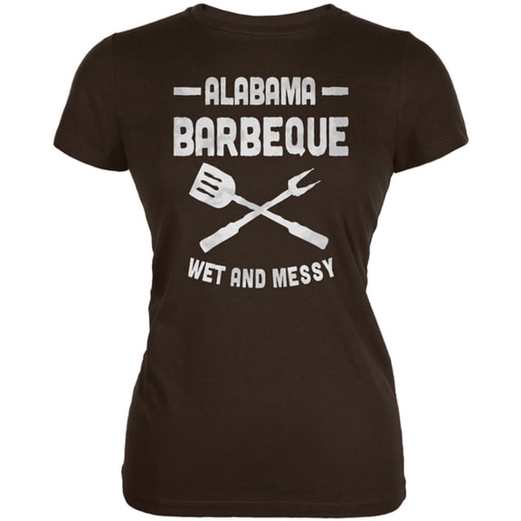 Alabama Barbeque Wet and Messy Juniors Soft T Shirt Brown MD