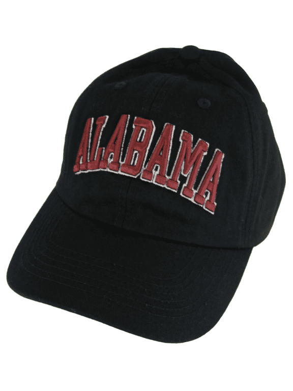 Alabama Buckle Back Adjustable Cotton Baseball Cap (Black/Crimson Script)