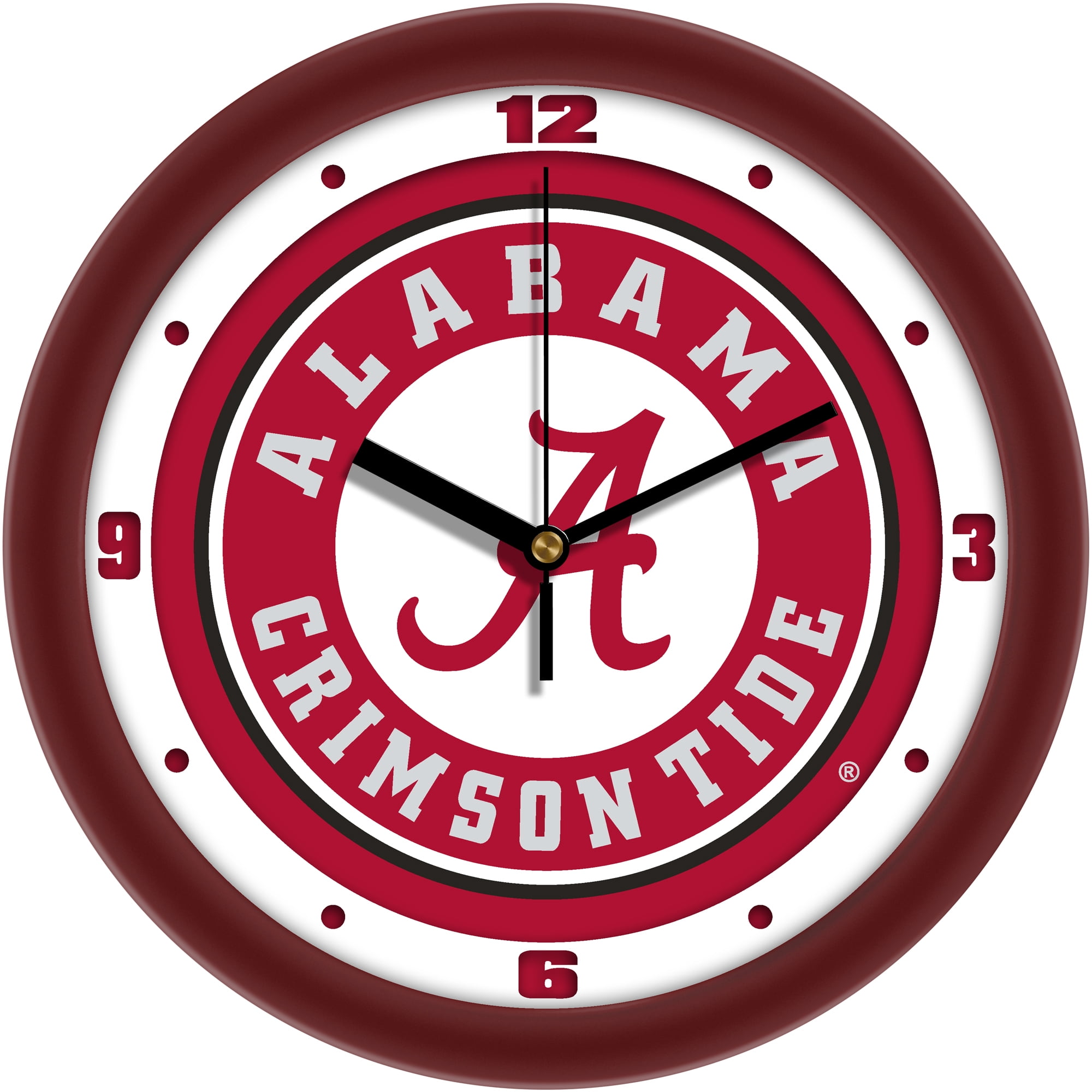 Alabama Crimson Tide 12'' Red and White Glass Wall Clock