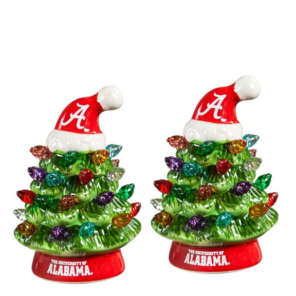 Alabama Crimson Tide 2-Pack 4" Ceramic LED Christmas Tree Set