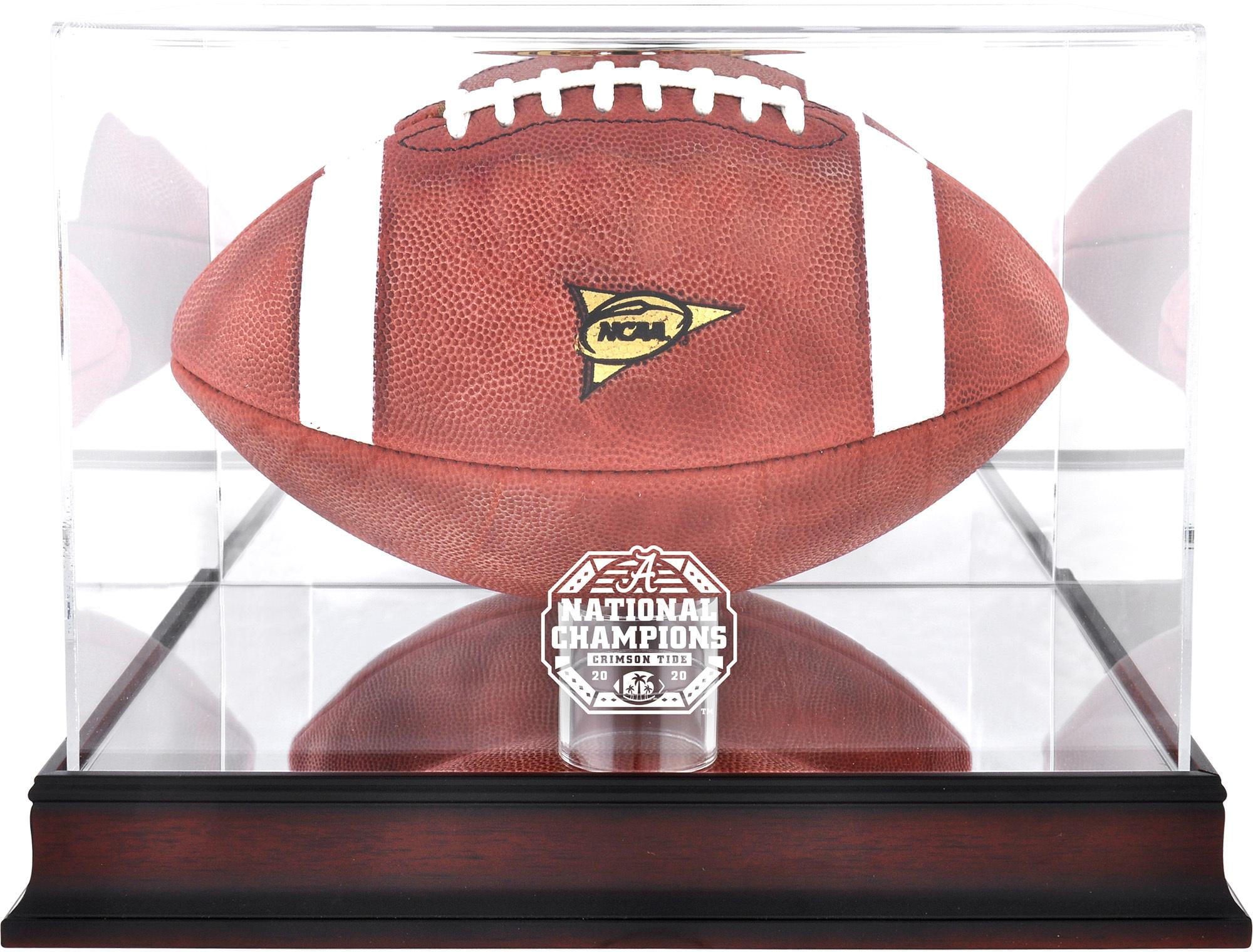 Alabama Crimson Tide College Football Playoff 2020 National Champions Logo Mahogany Football Display Case