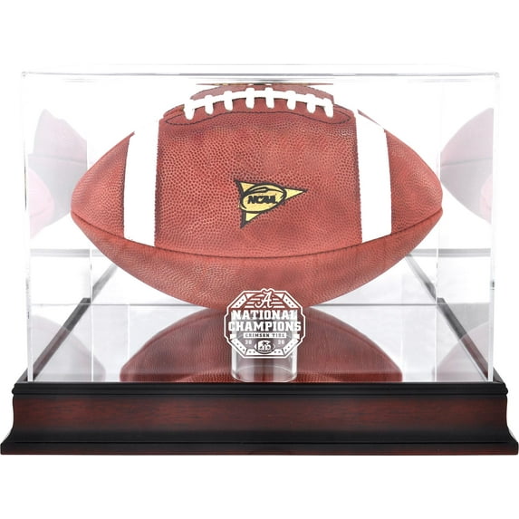 Alabama Crimson Tide College Football Playoff 2020 National Champions Logo Mahogany Football Display Case