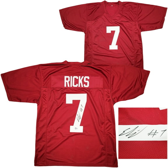 Alabama Crimson Tide Eli Ricks Autographed Red Jersey Beckett BAS Witness 209473