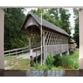 thumbnail image 1 of Alabama Curtains 2 Panels Set, Old Wooden Bridge over a Small Stream Passing through Thick Green Forest Print, Window Drapes for Living Room Bedroom, 108W X 108L Inches, Multicolor, by Ambesonne, 1 of 3