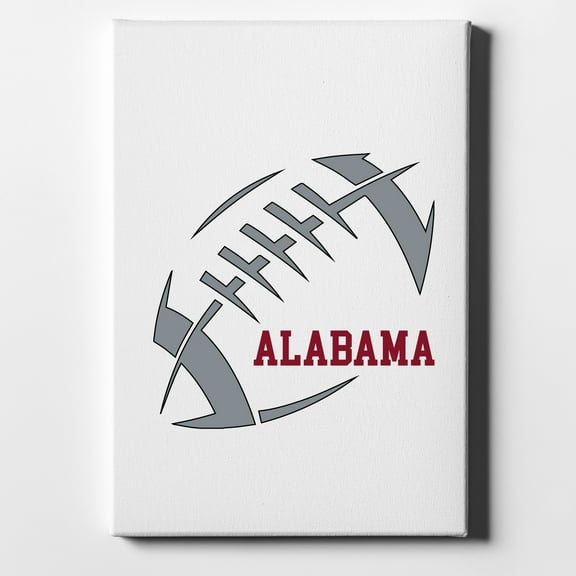 Alabama Football - Crimson, Gray - 11" x 14" - Decorative Canvas Wall Art - White Edge - 5/8" Gallery Wrapped