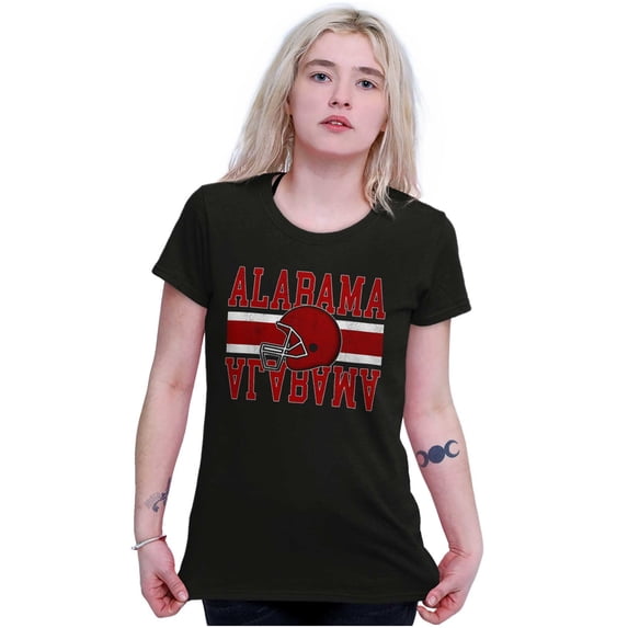 Alabama Football Helmet AL Sports Fan Womens Slim Fit Graphic Tee Brisco Brands S