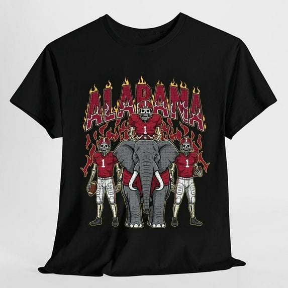 Alabama Football Skull Vintage Shirt, Football Game Day Unisex Gift For Fan,Black Color,Size XL